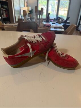 Golden Goose Red Suede Running Sneakers